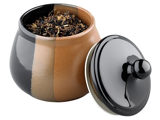 Tabaktopf Keramik schwarz/braun für 100g (Deckel mit Griff)